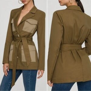 Good American • Dirty Olive Two Tone Utility Trench Coat / Jacket || XS
